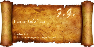 Fara Géza névjegykártya